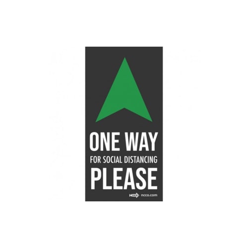 Social Distancing One Way Floor Graphic, 6 in x 12 in, Black